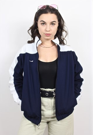 90'S RETRO NAVY AND WHITE FESTIVAL TRACK JACKET