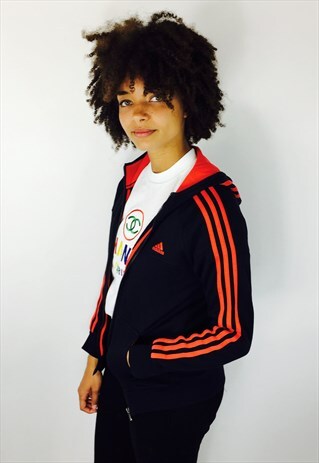 ADIDAS BLACK 90S ZIP UP HOODIE
