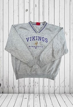 vintage grey embroidered minnesota vikings NFL jumper