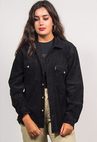 90'S VINTAGE BLACK CORD GRUNGE SHIRT