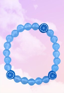 Fruity Lemons - Sky Blue Chalcedony Beaded Gemstone Bracelet