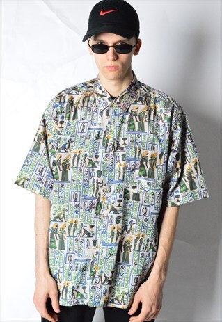 VINTAGE 80S EGYPTIAN SILK SHORT SLEEVE SHIRT