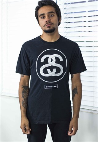 VINTAGE STUSSY T-SHIRT LOGO 90S M 7.3