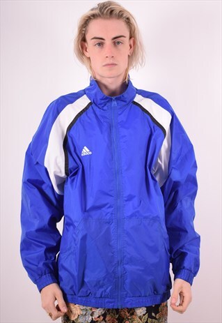 ADIDAS MENS VINTAGE RAIN JACKET XL BLUE 90S