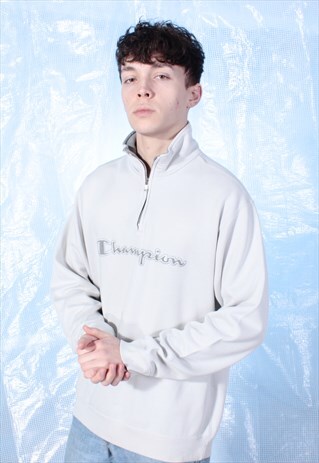 VINTAGE CHAMPION GREY/BROWN EMBROIDERED SWEATSHIRT