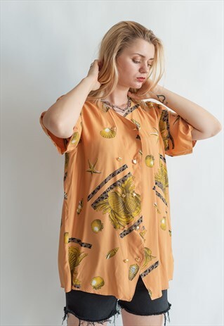 VINTAGE 80S MARINE BLOUSE WITH GOLDEN BUTTON