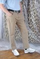 VINTAGE 90'S CASUAL BAGGY STRAIGHT GLAM SUIT TROUSERS CREAM 