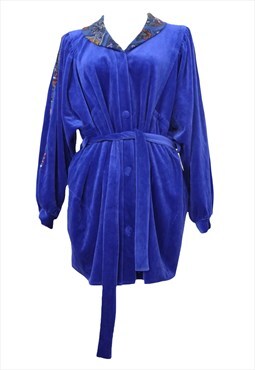 Vintage 1990s does 1800s Edwardian Royal Blue Velvet Robe