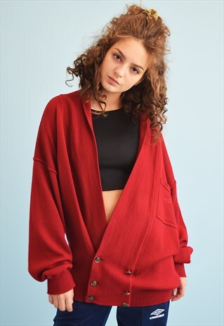 80'S RETRO OVERSIZED GRANDADS WOOLEN KNIT CARDIGAN