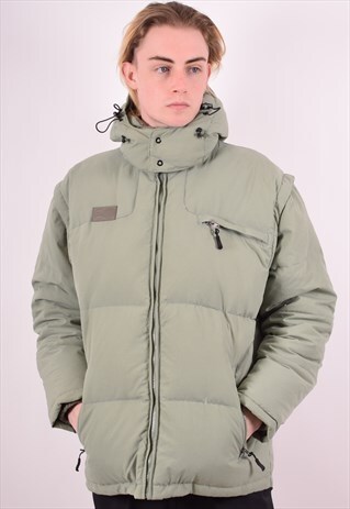 FILA MENS VINTAGE PADDED JACKET LARGE GREEN 90S
