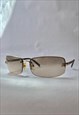 Chanel rimless sunglasses y2k gold/brown
