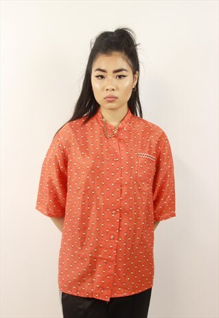 VINTAGE PATTERNED ORANGE BLOUSE