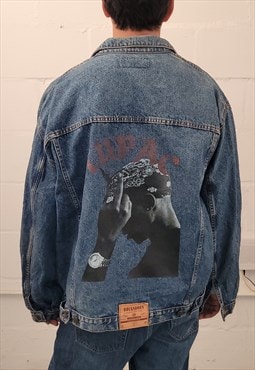Tupac customised vintage 80's90's trucker denim jacket