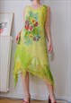 Vintage Y2K Green Yellow Prom Midi Dress