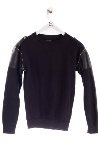 VINTAGE ZARA MAN SWEATSHIRT BIKER LOOK BLACK