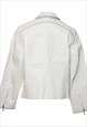 VINTAGE WHITE STUDDED ZIP-FRONT WESTERN STYLE LEATHER JACKET
