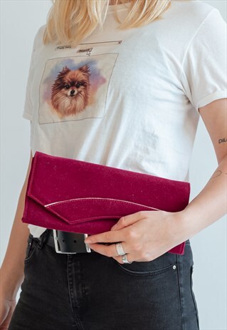 VINTAGE 80S' VELVET PARTY CLUTCH IN RED