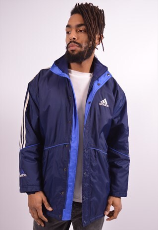 ADIDAS MENS VINTAGE JACKET MEDIUM BLUE 90S