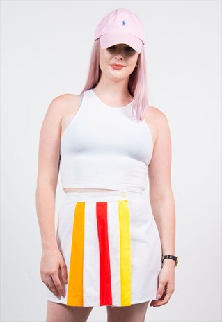 90'S WHITE TENNIS SKIRT WITH COLOURED STRIPES