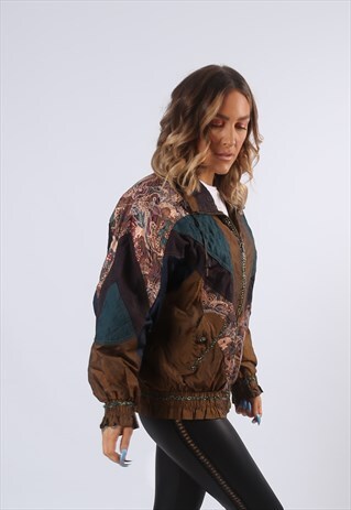 SHELL BOMBER JACKET PRINT OVERSIZED PATTERNED UK 14 (6AF)