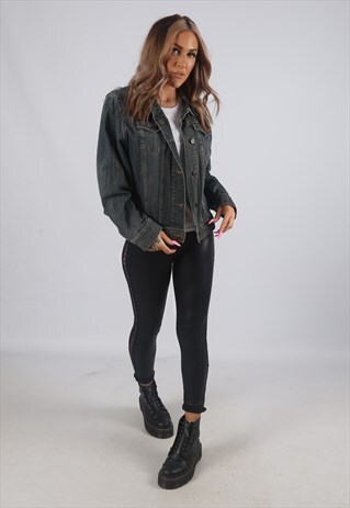 VINTAGE DENIM JACKET FITTED LIGHTWEIGHT UK 16 XL (C3J)