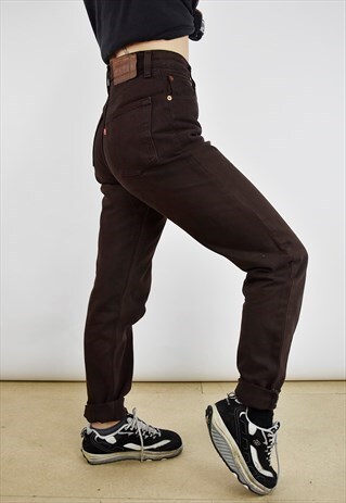 HIGH WAISTED LEVI'S 901 RED TAB JEANS IN BROWN