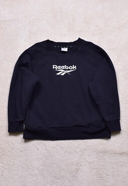 Women's Reebok Black Embroidered Spell Out Sweater