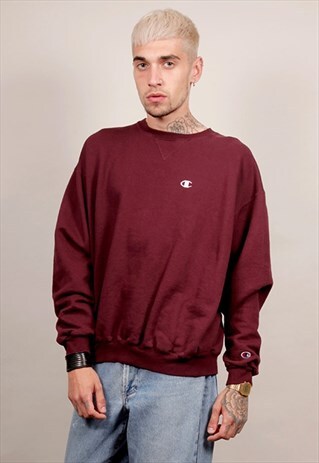 VINTAGE CHAMPION WHITE LOGO 90'S BURGUNDY SWEATSHIRT
