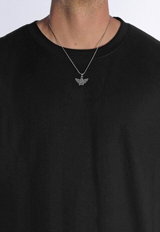20" ANGEL CUPID FEATHER WINGS PENDANT NECKLACE - SILVER