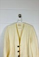 VINTAGE KNITTED CHUNKY CABLE KNIT CARDIGAN CREAM HAND KNIT