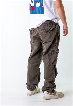 Brown 90s Baggy Hip Hop  Cargo Skater Trousers Pants Jeans