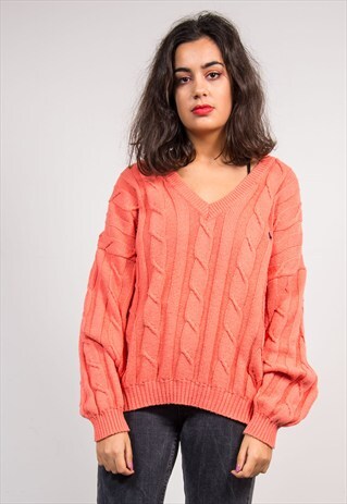 PINK V-NECK RALPH LAUREN KNIT JUMPER