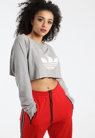 90S ADIDAS PRINT LOGO CROPPED SWEATSHIRT