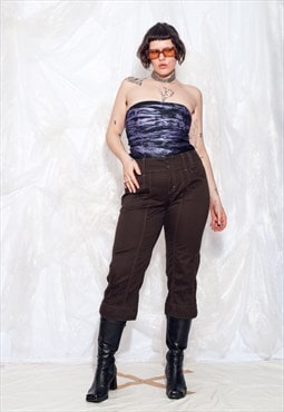 Vintage Y2K Capri Pants in Brown Cotton