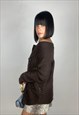 VINTAGE 00S BOAT NECK CHUNKY WOOL CARDIGAN