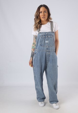 VINTAGE LEE DENIM DUNGAREES BICH REWORKED UK 14 (B3B)
