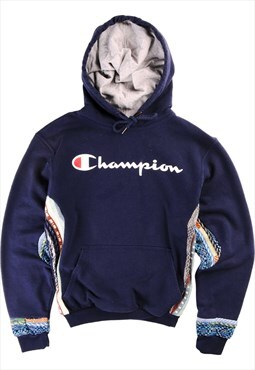 REWORK Champion COOGI 90's Spellout Hoodie Men's Small Navy 