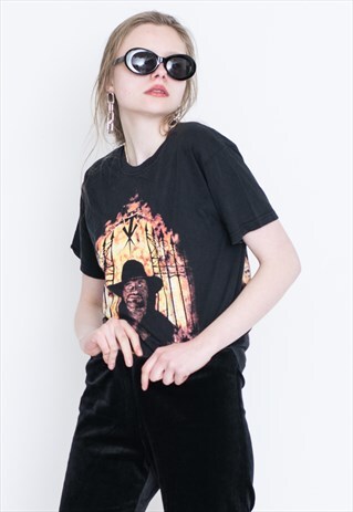 VINTAGE BLACK METALLIC ROCK RETRO T-SHIRT