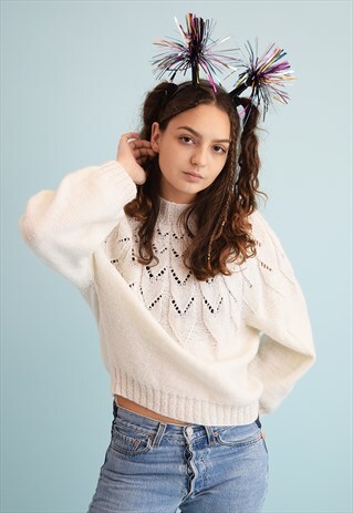 80'S RETRO NEUTRAL SHIMMER KNIT CHRISTMAS JUMPER