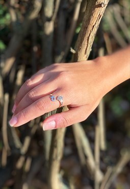 Lotus Flower Wrap Ring in Sterling Silver 925