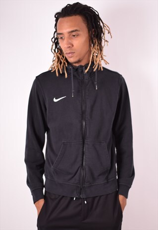 NIKE MENS VINTAGE HOODIE JACKET MEDIUM BLACK 90S