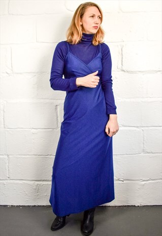 VINTAGE 90S BLUE GLITTER SLIP DRESS