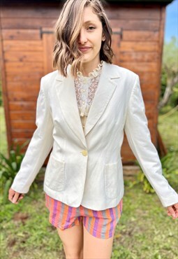 1990's vintage cream linen blend oversize blazer