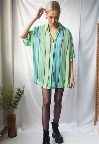 VINTAGE GREEN STRIPE SHIRT