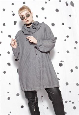 90S GRUNGE Y2K GOTHIC GREY TECHNO MESH OVERSIZED LONG JUMPER