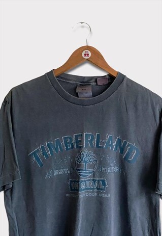 Vintage Timberland Grey & Blue Graphic T-Shirt 