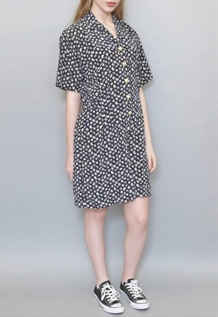VINTAGE 1990'S NAVY BLUE AND WHITE PAISLEY PLAYSUIT