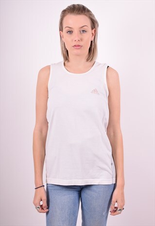 ADIDAS WOMENS VINTAGE VEST TOP MEDIUM WHITE 90'S