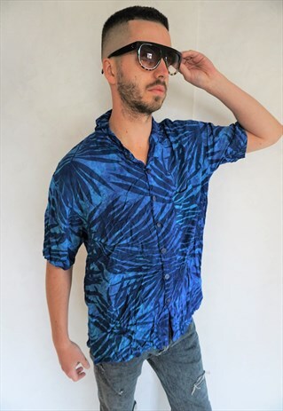 VINTAGE HAWAII HAWAIIAN SHIRT SHIRTS BOHO HIPPIE OXFORD TOP