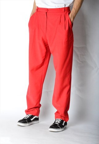 VINTAGE 80S UNISEX RED WOOL BLEND PANTS